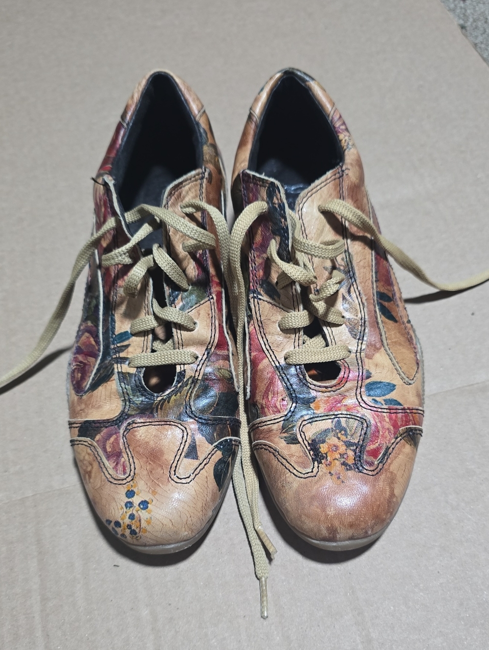 Vintage ICON Shoes Floral Leather Sneakers Maggio & Rossetto Wearable Art Size 3